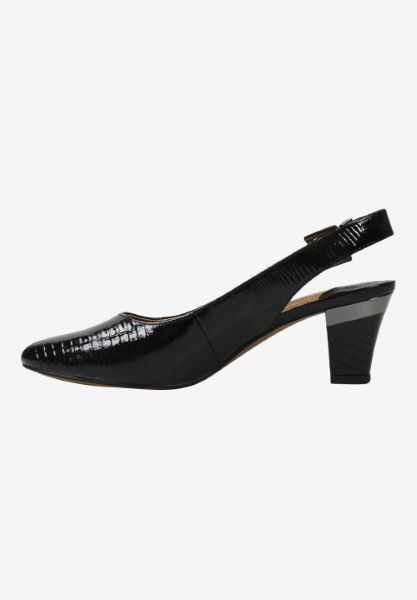 J. Renee' Malree Black Lizard Print Patent Women's Sling Back Pump