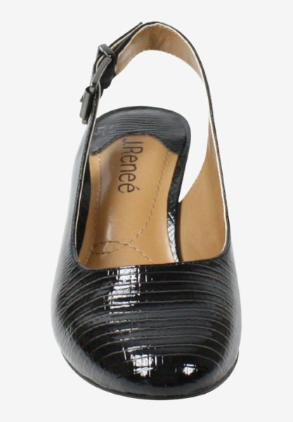 J. Renee' Malree Black Lizard Print Patent Women's Sling Back Pump
