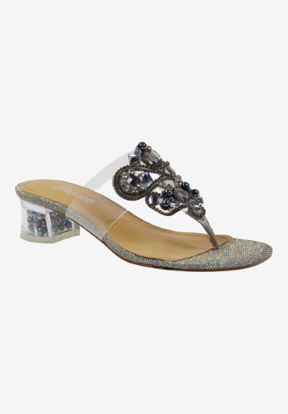 Front view of Maribela CLEAR/PEWTER GLITTER