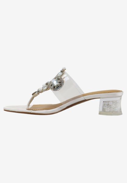 Left side view of Maribela CLEAR/WHITE SATIN