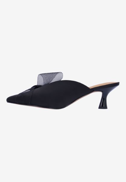 Left side view of Marteena BLACK SATIN