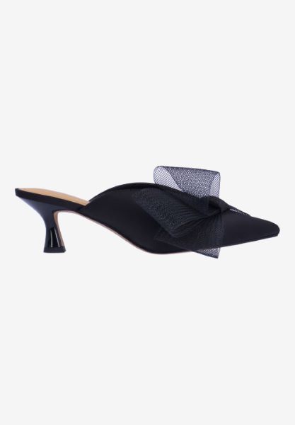 Right side view of Marteena BLACK SATIN