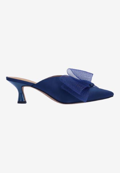 Right side view of Marteena NAVY SATIN
