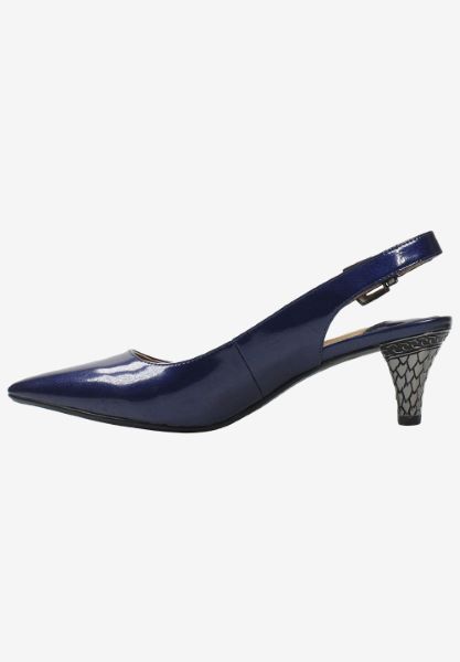 Left side view of Mayetta Navy Pearlized Patent