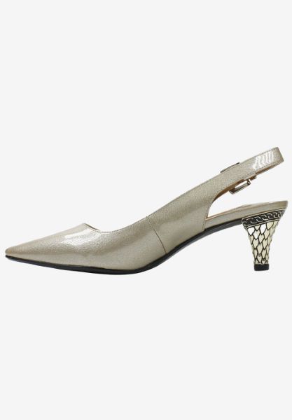 Left side view of Mayetta Taupe Pearlized Patent