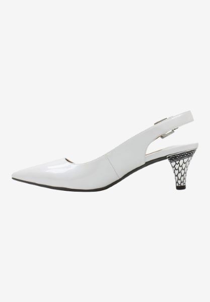 Left side view of Mayetta White Metallic Patent