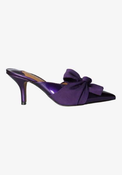 Right side view of Mianna PURPLE PATENT/FAILLE