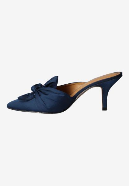 Left side view of Mianna NAVY SATIN