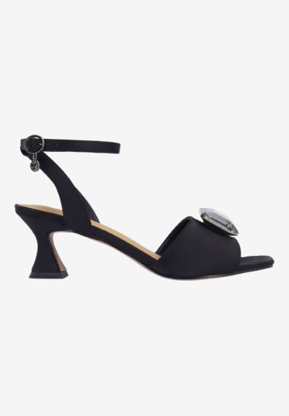 J. Renee' Nickee Black Fabric Women's Ankle Strap Sandal