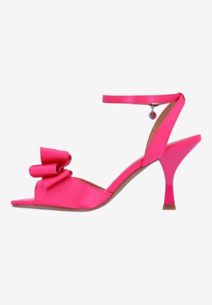 Left side view of Nishia FUCHSIA SATIN