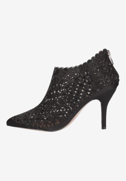 Left side view of Nishita BLACK SATIN