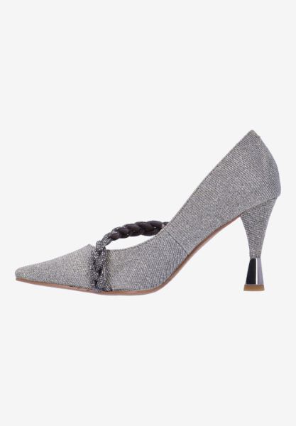 Left side view of Nyomee PEWTER DANCE GLITTER