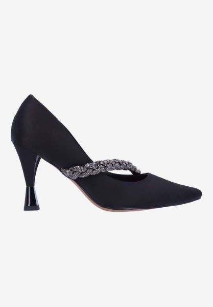 Right side view of Nyomee BLACK SATIN