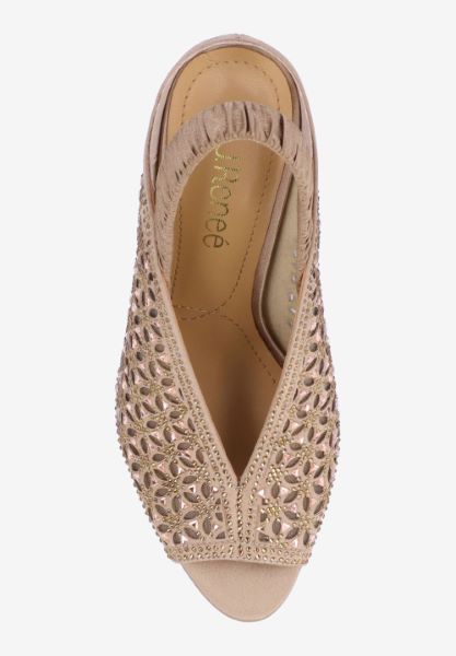 Top view of Odila BEIGE SATIN/STONES