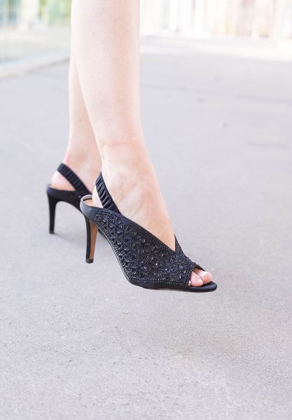 Lifestyle image of Odila BLACK SATIN/STONES