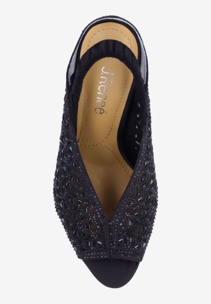 Top view of Odila BLACK SATIN/STONES