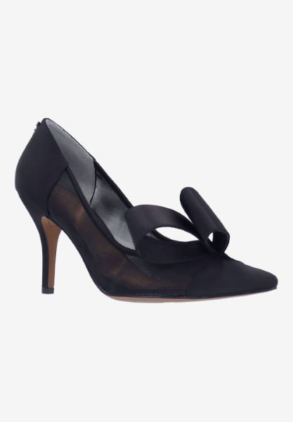 Front view of Olene BLACK SATIN/MESH