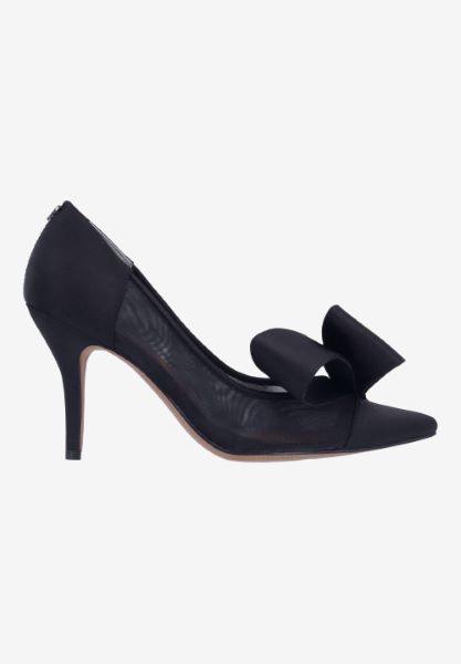 Right side view of Olene BLACK SATIN/MESH