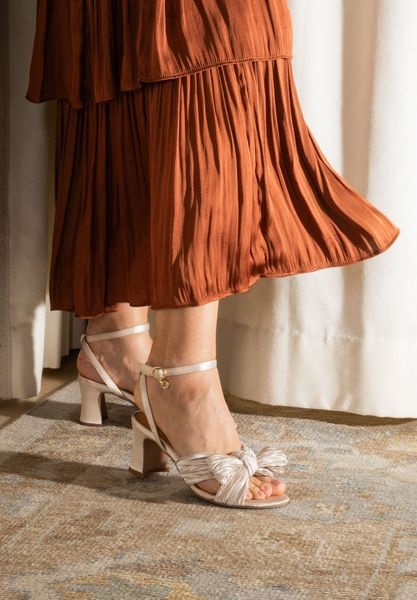 Lifestyle image of Olwen BEIGE PLEATED SATIN