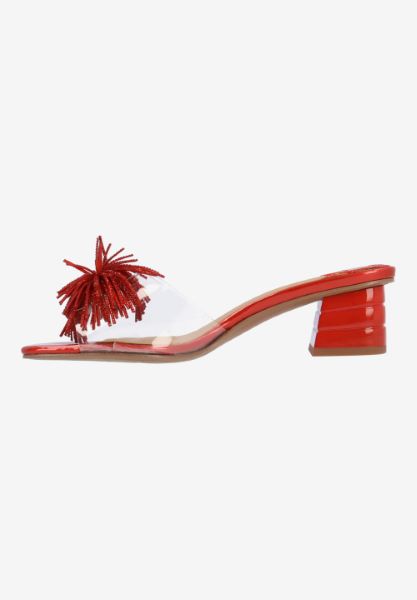 Left side view of Ozara CLEAR/RED PATENT
