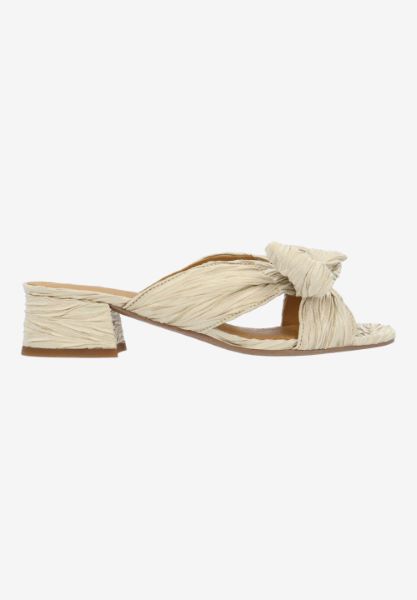 Right side view of Paladino BEIGE PLEATED SATIN