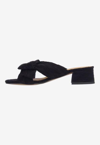 Left side view of Paladino BLACK PLEATED SATIN