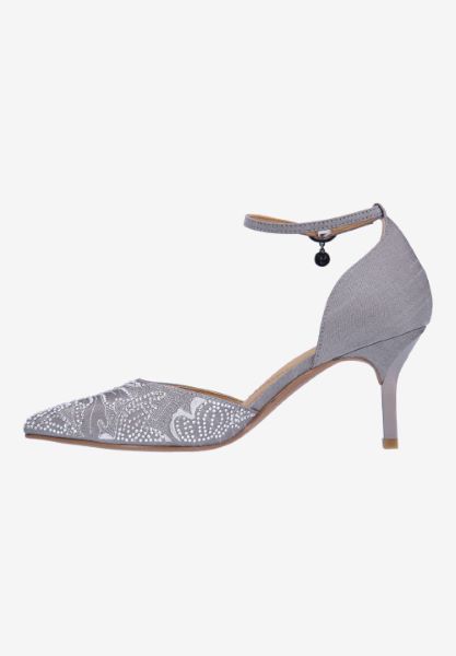 Left side view of Payten DK GRAY SATIN/SILVER