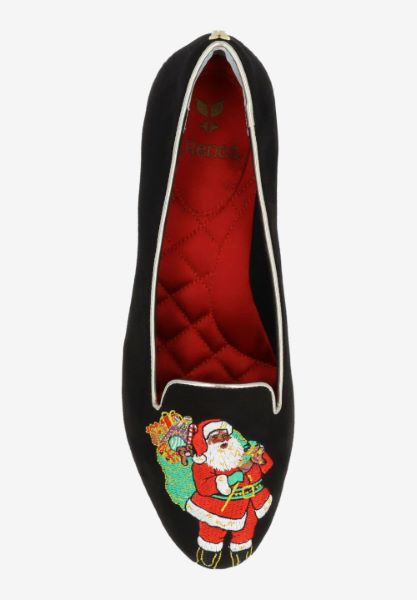 Top view of Perenoel BLACK EMBROIDERED SUEDE