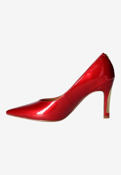 Left side view of Phoebie RED PATENT