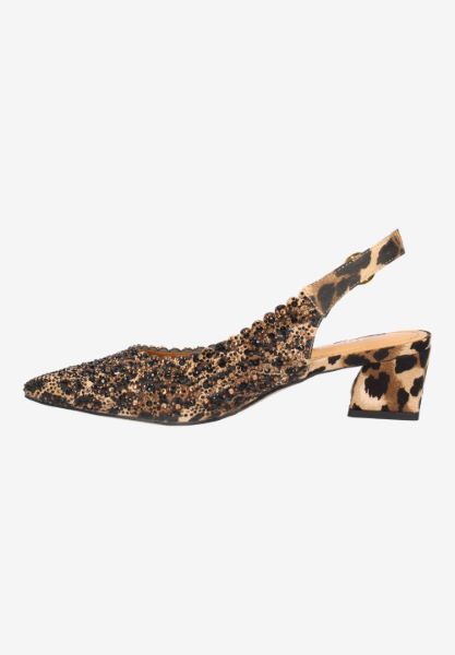 Left side view of Pranil BROWN/BLACK ANIMAL PRINT