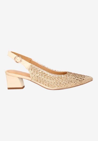 Right side view of Pranil BEIGE SATIN