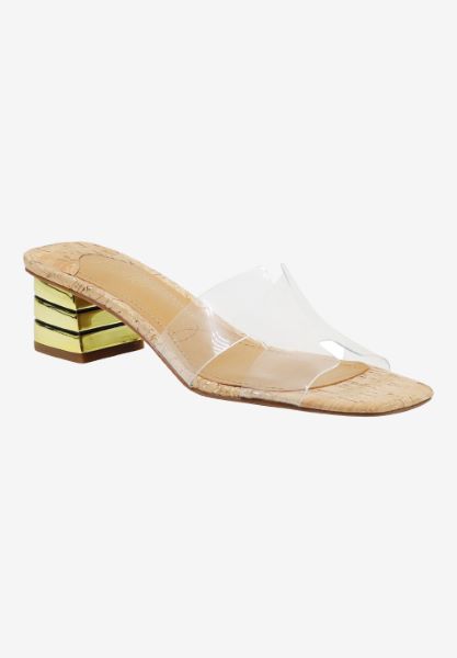 Front view of Rafaela CLEAR/NATURAL/GOLD CORK