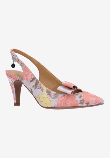 Front view of Rayne BEIGE/YELLOW/PEACH FLORAL