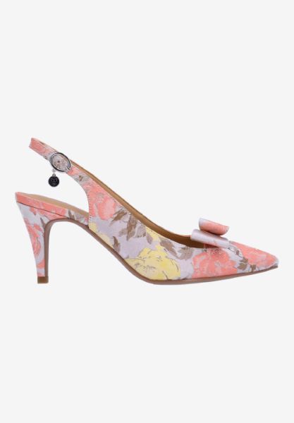 Right side view of Rayne BEIGE/YELLOW/PEACH FLORAL
