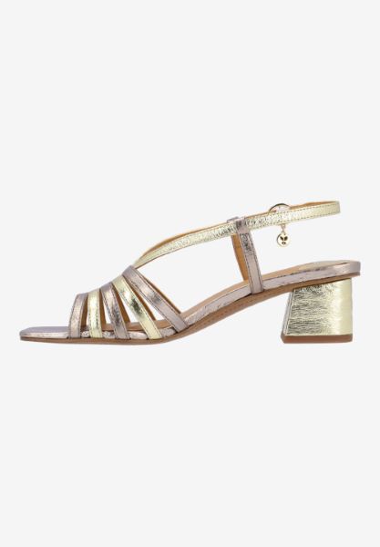 Left side view of Regan TAUPE/GOLD MET. NAPPA