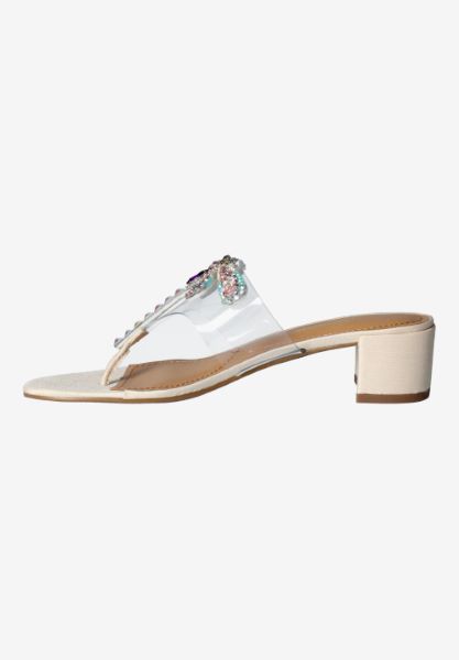 Left side view of Rishani CLEAR/IVORY SHANTUNG
