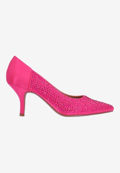 Right side view of Rishna FUCHSIA SATIN