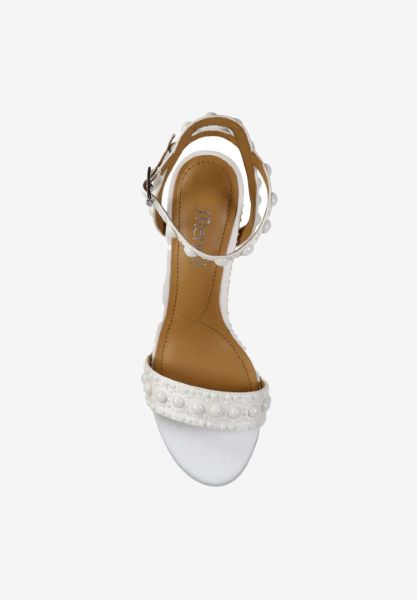 Top view of Rulata WHITE SATIN/PEARLS