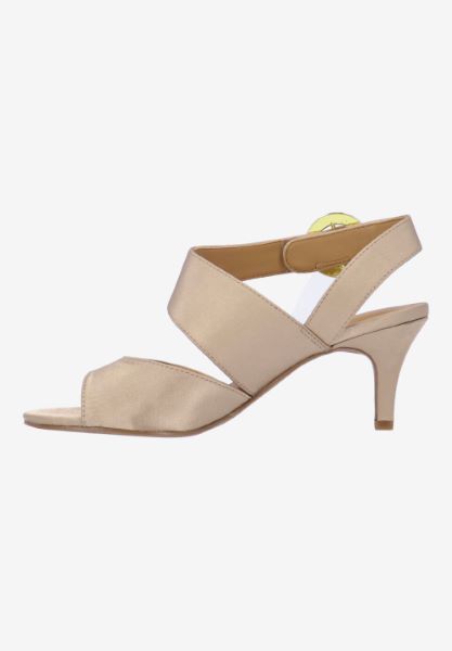 Left side view of Safira BEIGE SATIN