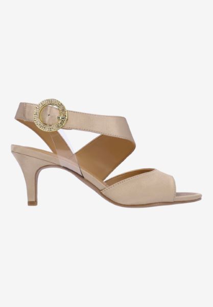 Right side view of Safira BEIGE SATIN
