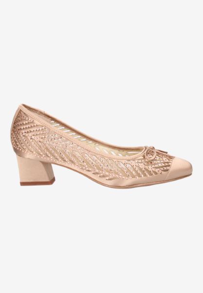 Right side view of Saila BEIGE SATIN