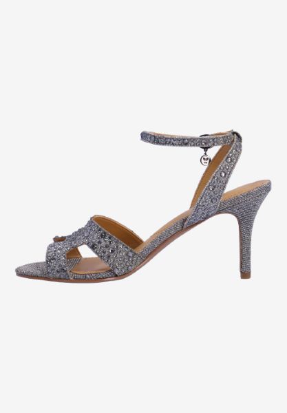 Left side view of Sarlon PEWTER DANCE GLITTER/STONES