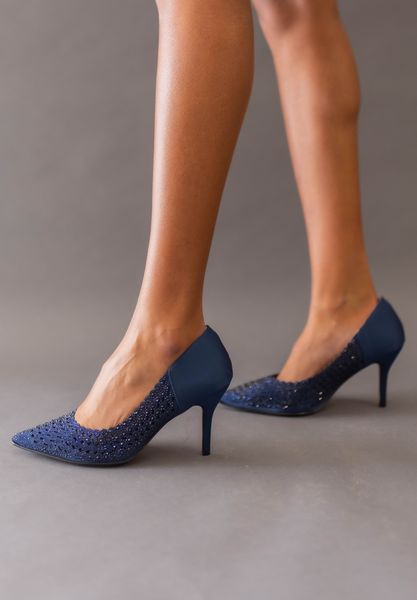 Lifestyle image of Sesily NAVY SATIN/RHINESTONES