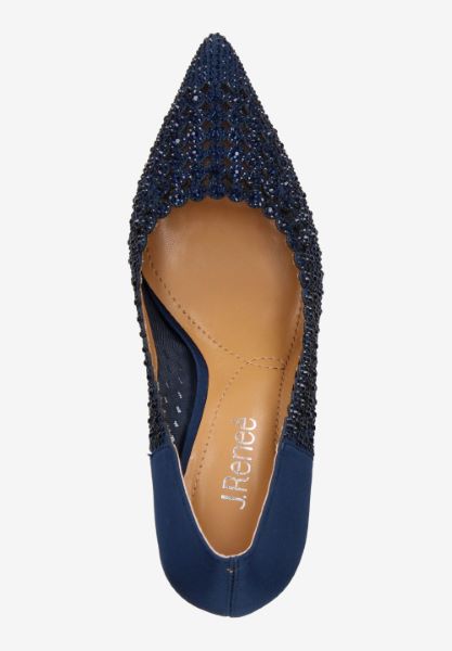 Top view of Sesily NAVY SATIN/RHINESTONES