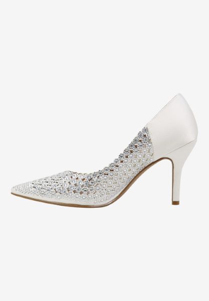 Left side view of Sesily WHITE SATIN