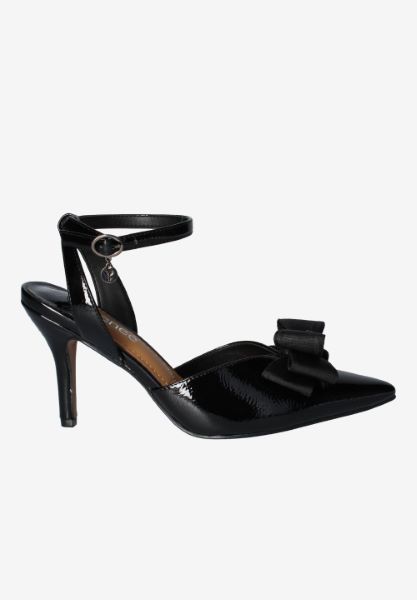 Right side view of Shanaya BLACK PATENT/GROSGRAIN