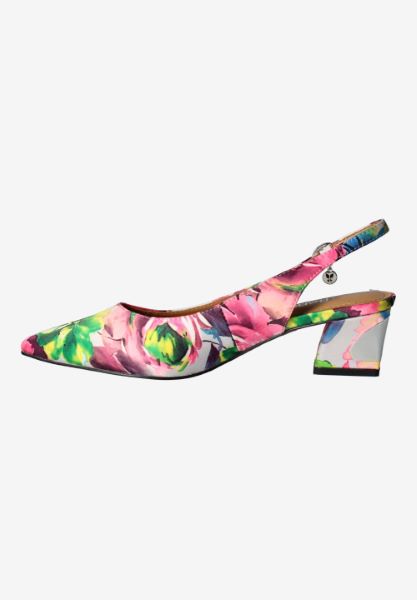 Left side view of Shayanne GRAY/BLUE/PINK MULTI FLORAL