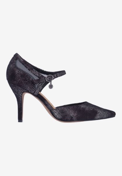 Right side view of Siona BLACK/PEWTER LIZARD PRINT