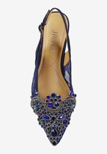 Top view of Strovanni NAVY FLORAL LACE