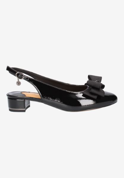 Right side view of Tanay BLACK PATENT/GROSGRAIN